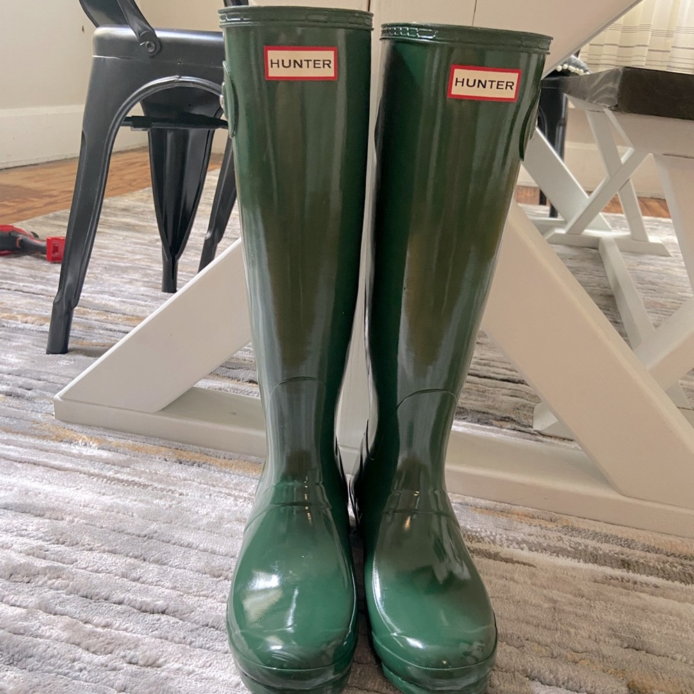 Green tall hunter boots